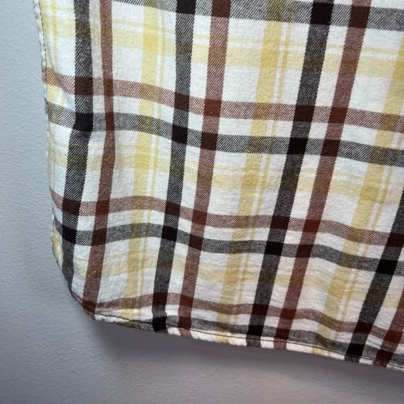 Cody James Boys Plaid Flannel Pearl Snap Shirt Beige Brown Western Pockets Large - Picture 14 of 15